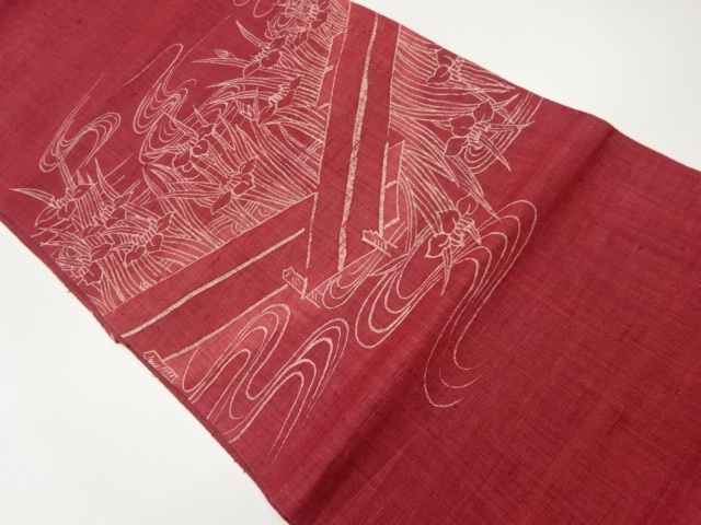 紗紬流水に水仙模様袋帯